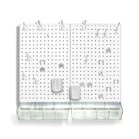 Azar Displays 70-Piece Pegboard Organizer Kit (2- 13.5" x 22") 900945-WHT